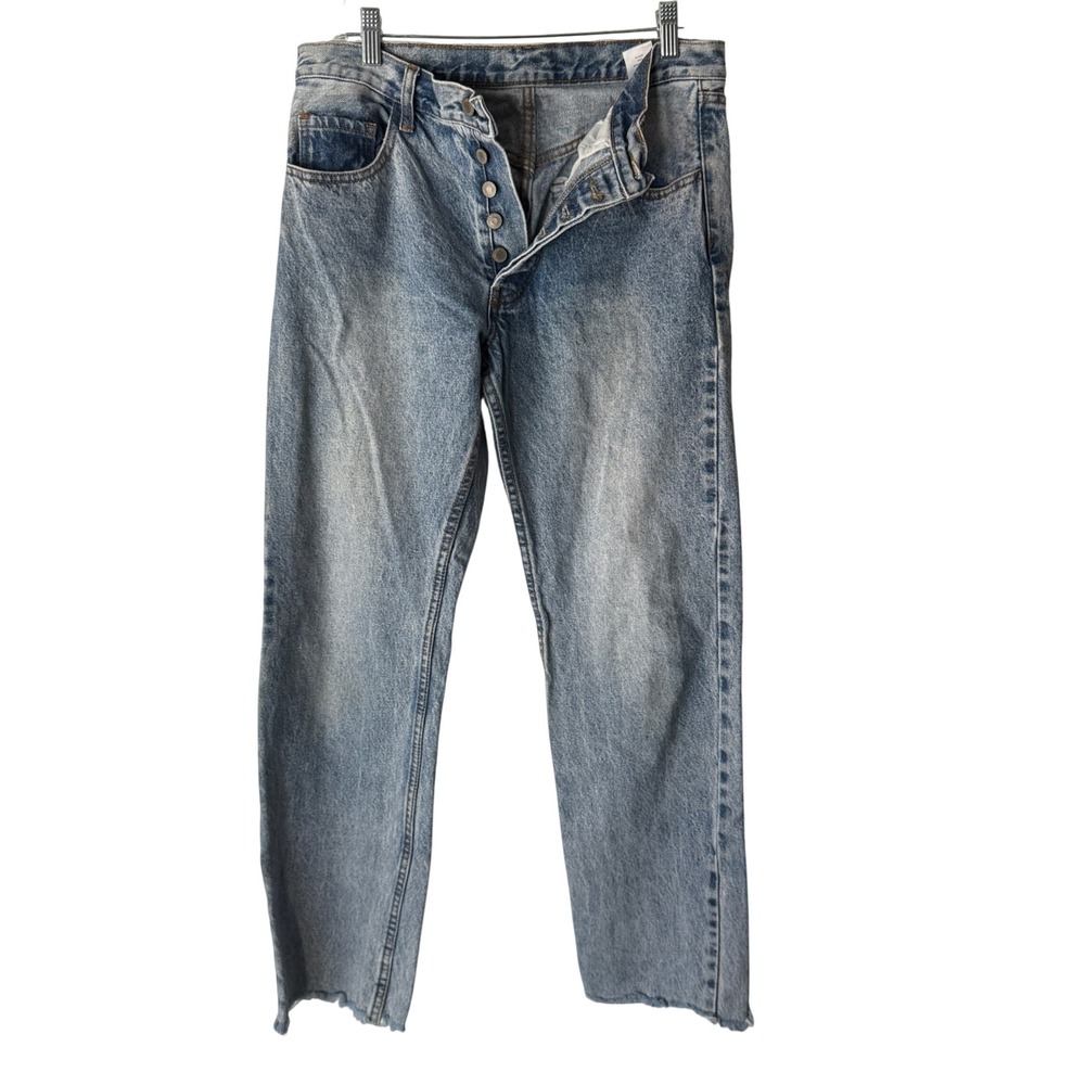 J. Galt Light Wash Distressed Raw Hem Button Fly Jeans Womens Size M
